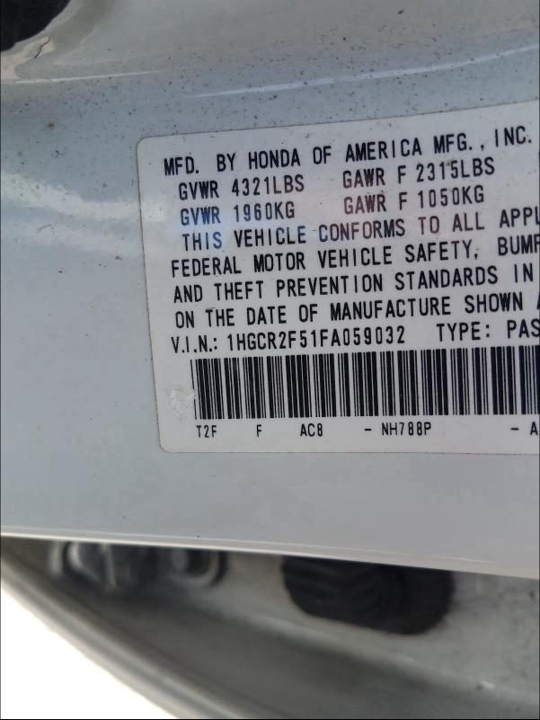 Photo 9 VIN: 1HGCR2F51FA059032 - HONDA ACCORD SPO 