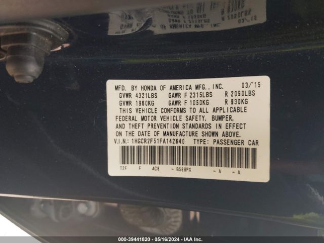 Photo 8 VIN: 1HGCR2F51FA142640 - HONDA ACCORD 