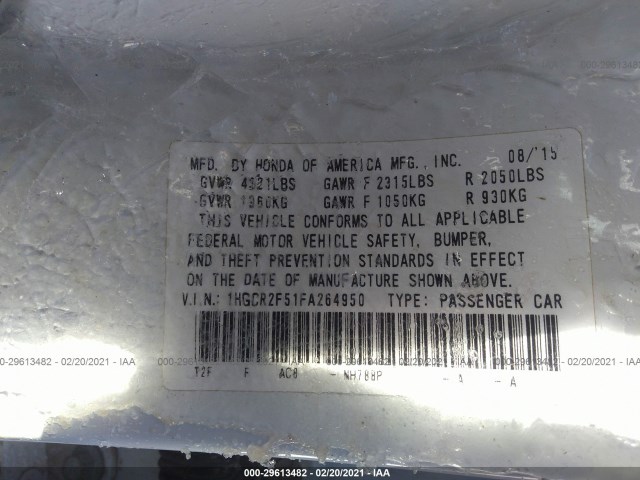 Photo 8 VIN: 1HGCR2F51FA264950 - HONDA ACCORD SEDAN 