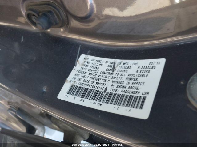 Photo 8 VIN: 1HGCR2F51GA161058 - HONDA ACCORD 