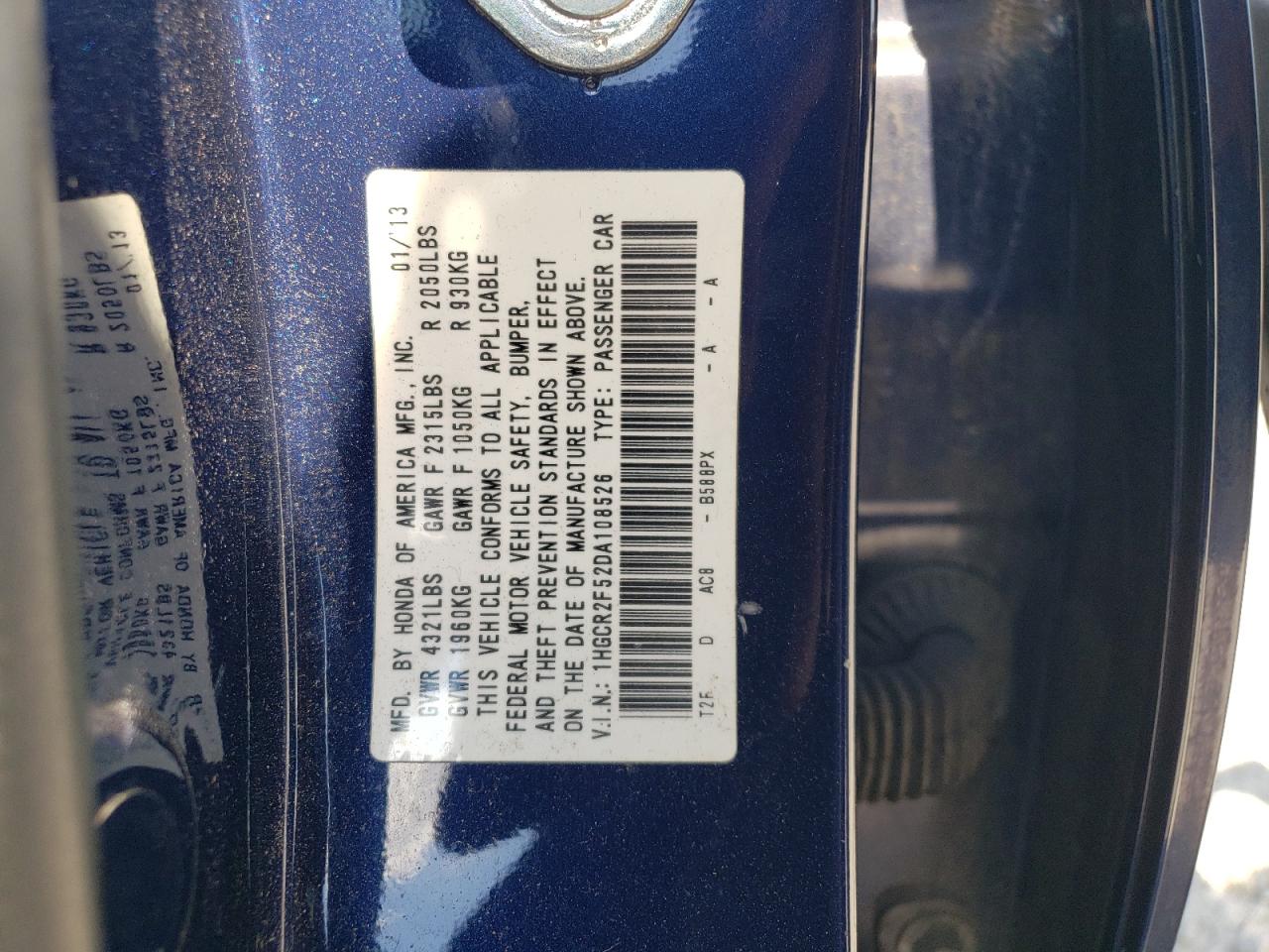 Photo 11 VIN: 1HGCR2F52DA108526 - HONDA ACCORD 