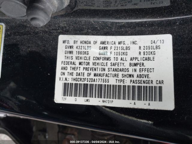 Photo 8 VIN: 1HGCR2F52DA177555 - HONDA ACCORD 