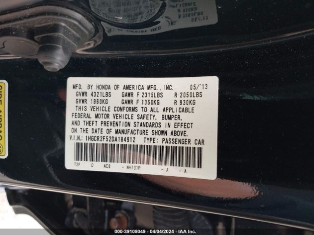 Photo 8 VIN: 1HGCR2F52DA184912 - HONDA ACCORD 