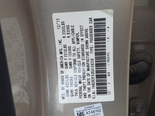 Photo 9 VIN: 1HGCR2F52EA108236 - HONDA ACCORD SPO 