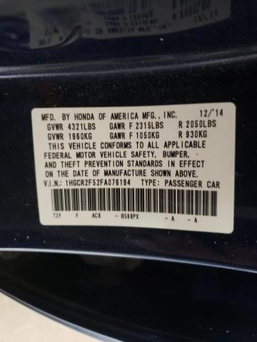 Photo 9 VIN: 1HGCR2F52FA076194 - HONDA ACCORD SPO 