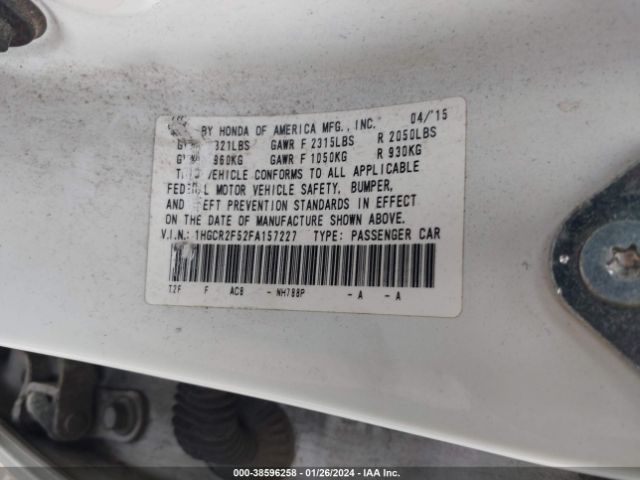 Photo 8 VIN: 1HGCR2F52FA157227 - HONDA ACCORD 