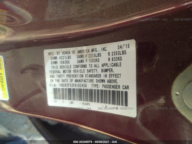 Photo 8 VIN: 1HGCR2F52FA162458 - HONDA ACCORD SEDAN 