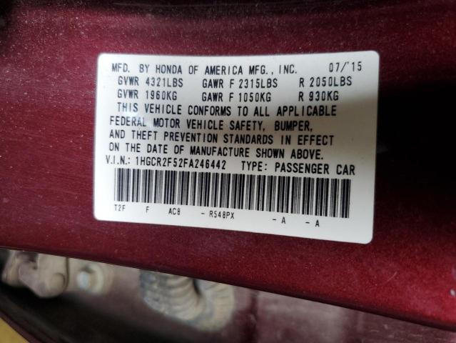 Photo 9 VIN: 1HGCR2F52FA246442 - HONDA ACCORD SPO 