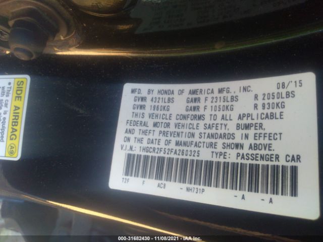 Photo 8 VIN: 1HGCR2F52FA260325 - HONDA ACCORD 