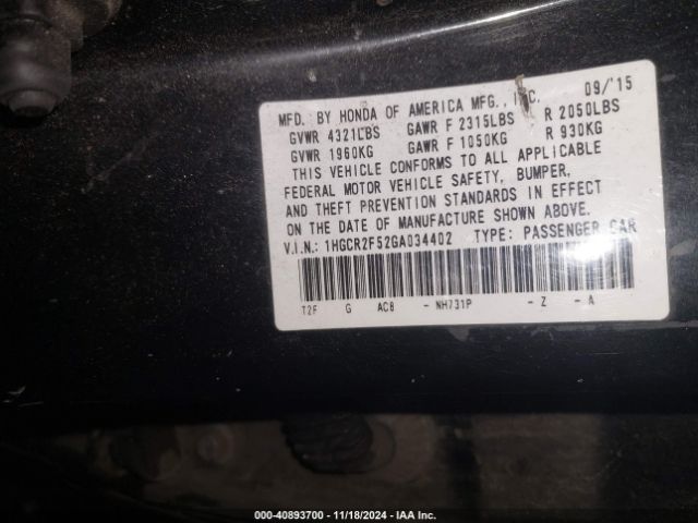 Photo 8 VIN: 1HGCR2F52GA034402 - HONDA ACCORD 