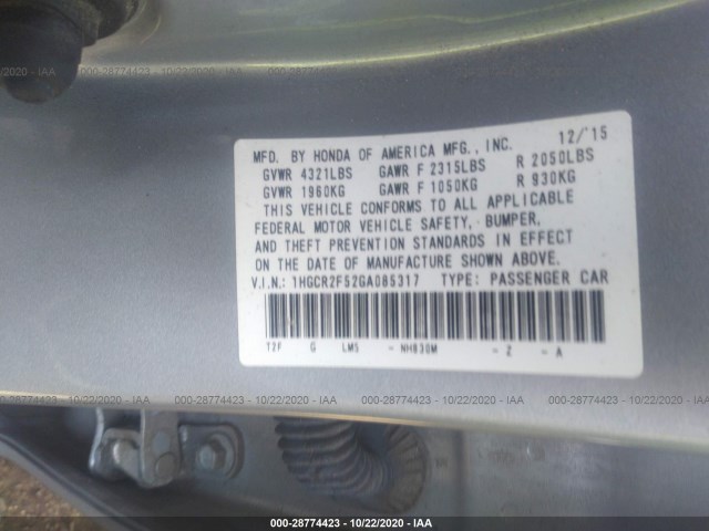 Photo 8 VIN: 1HGCR2F52GA085317 - HONDA ACCORD SEDAN 