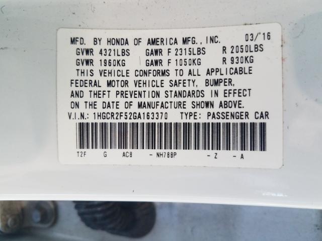 Photo 9 VIN: 1HGCR2F52GA163370 - HONDA ACCORD SPO 