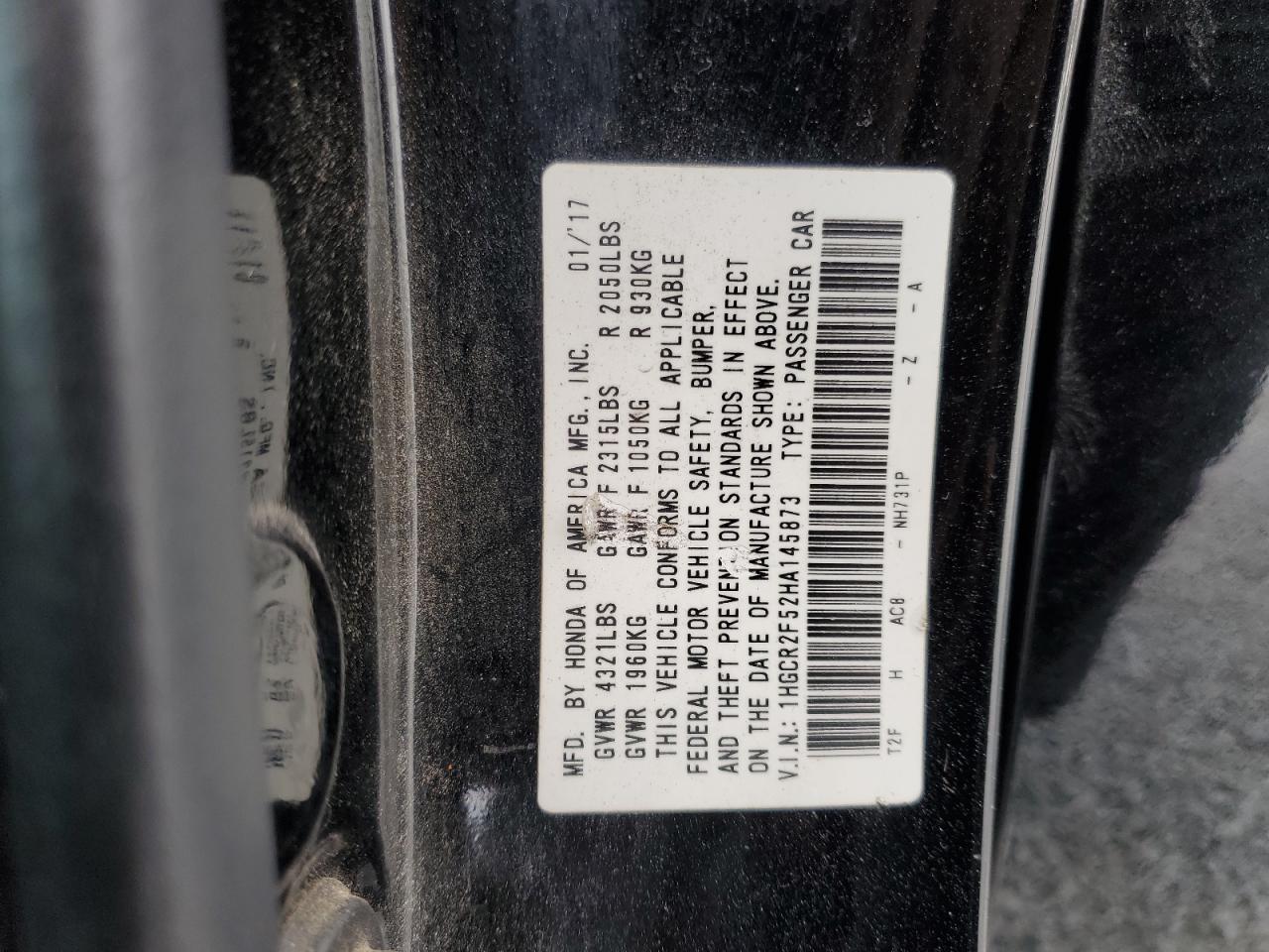 Photo 11 VIN: 1HGCR2F52HA145873 - HONDA ACCORD 