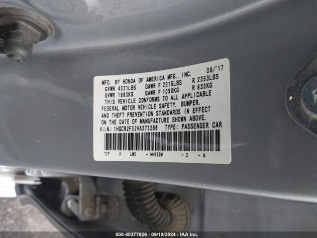 Photo 8 VIN: 1HGCR2F52HA273286 - HONDA ACCORD 