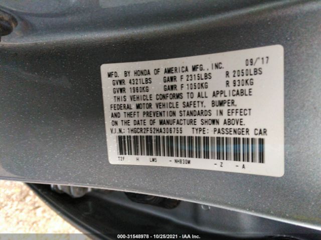 Photo 8 VIN: 1HGCR2F52HA306755 - HONDA ACCORD SEDAN 