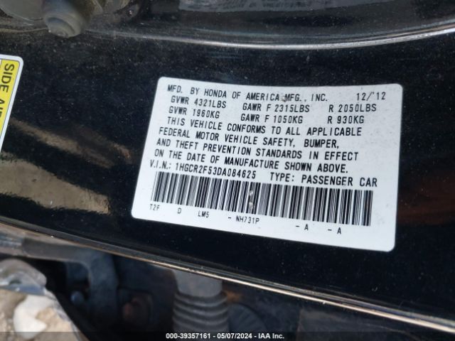 Photo 8 VIN: 1HGCR2F53DA084625 - HONDA ACCORD 