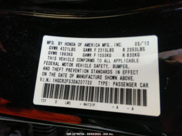 Photo 8 VIN: 1HGCR2F53DA207730 - HONDA ACCORD SDN 