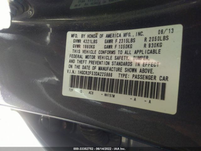 Photo 8 VIN: 1HGCR2F53DA225886 - HONDA ACCORD SDN 