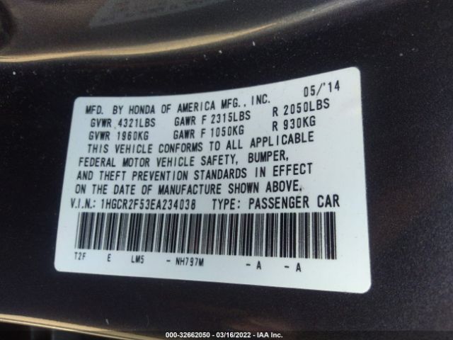 Photo 8 VIN: 1HGCR2F53EA234038 - HONDA ACCORD SEDAN 