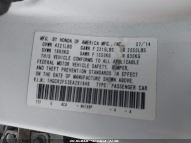 Photo 8 VIN: 1HGCR2F53EA291646 - HONDA ACCORD 