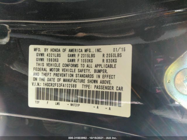 Photo 8 VIN: 1HGCR2F53FA102589 - HONDA ACCORD SEDAN 