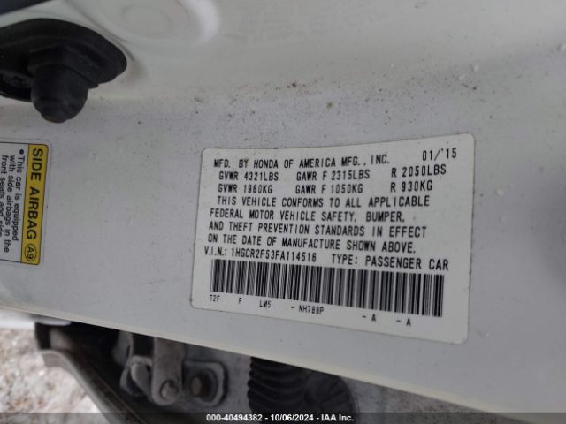 Photo 8 VIN: 1HGCR2F53FA114516 - HONDA ACCORD 