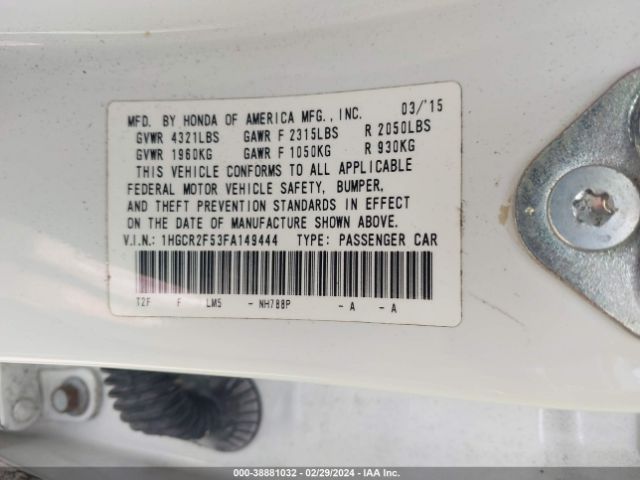 Photo 8 VIN: 1HGCR2F53FA149444 - HONDA ACCORD 