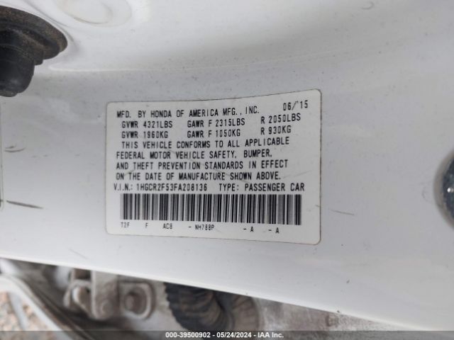 Photo 8 VIN: 1HGCR2F53FA208136 - HONDA ACCORD 