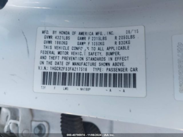 Photo 8 VIN: 1HGCR2F53FA217516 - HONDA ACCORD 