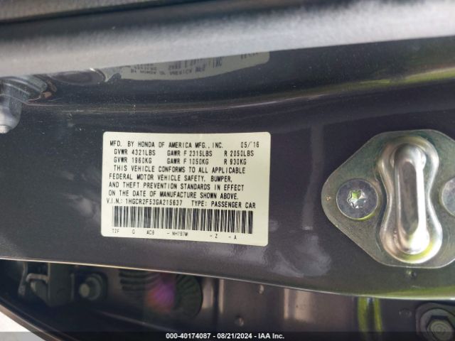 Photo 8 VIN: 1HGCR2F53GA215637 - HONDA ACCORD 