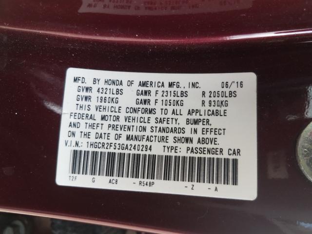 Photo 9 VIN: 1HGCR2F53GA240294 - HONDA ACCORD SPO 