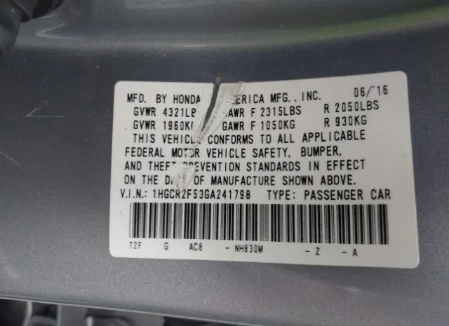 Photo 8 VIN: 1HGCR2F53GA241798 - HONDA ACCORD 