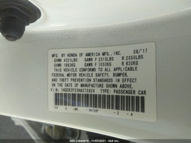 Photo 8 VIN: 1HGCR2F53HA275824 - HONDA ACCORD SEDAN 