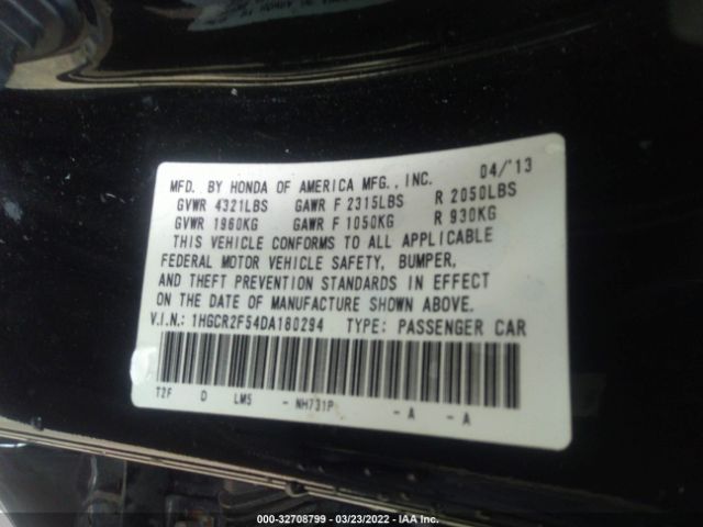 Photo 8 VIN: 1HGCR2F54DA180294 - HONDA ACCORD SDN 