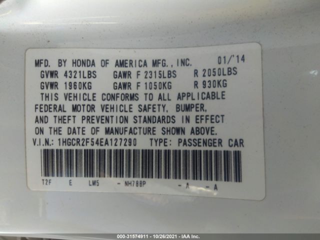 Photo 8 VIN: 1HGCR2F54EA127290 - HONDA ACCORD SEDAN 