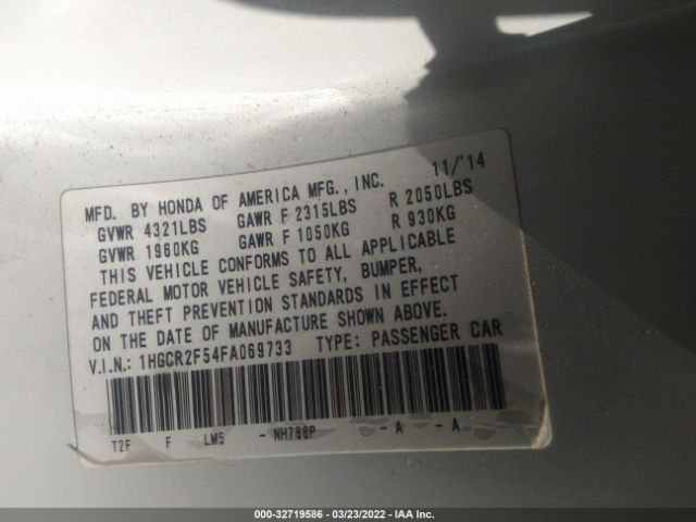 Photo 8 VIN: 1HGCR2F54FA069733 - HONDA ACCORD SEDAN 