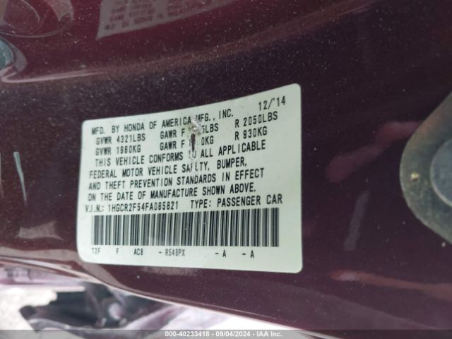 Photo 8 VIN: 1HGCR2F54FA085821 - HONDA ACCORD 