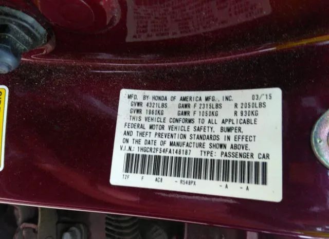 Photo 8 VIN: 1HGCR2F54FA148187 - HONDA ACCORD 