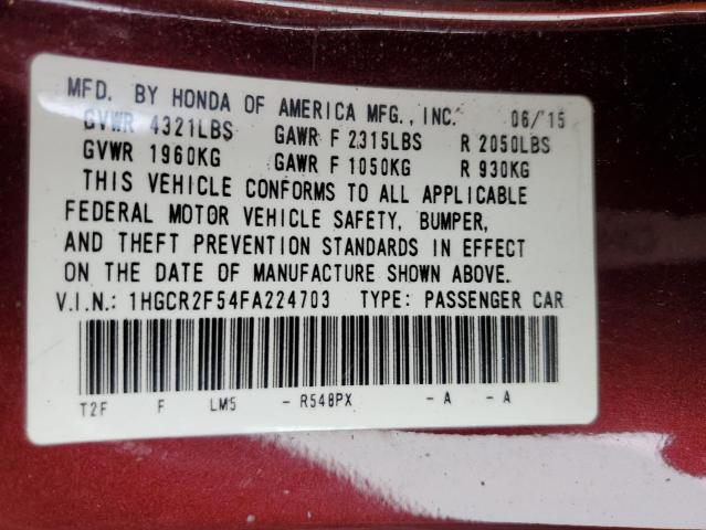 Photo 11 VIN: 1HGCR2F54FA224703 - HONDA ACCORD SPO 