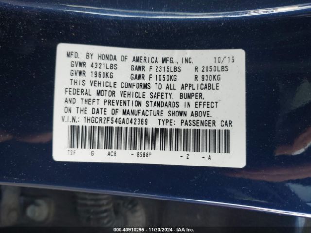 Photo 8 VIN: 1HGCR2F54GA042369 - HONDA ACCORD 