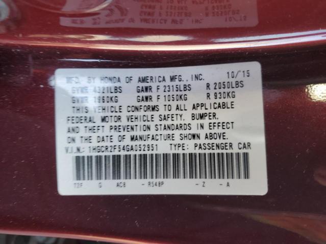 Photo 12 VIN: 1HGCR2F54GA052951 - HONDA ACCORD SPO 