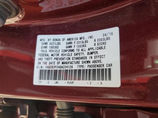 Photo 9 VIN: 1HGCR2F54GA204128 - HONDA ACCORD SPO 