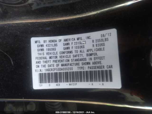 Photo 8 VIN: 1HGCR2F55DA005200 - HONDA ACCORD SDN 