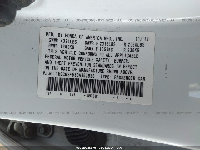 Photo 8 VIN: 1HGCR2F55DA067938 - HONDA ACCORD SDN 