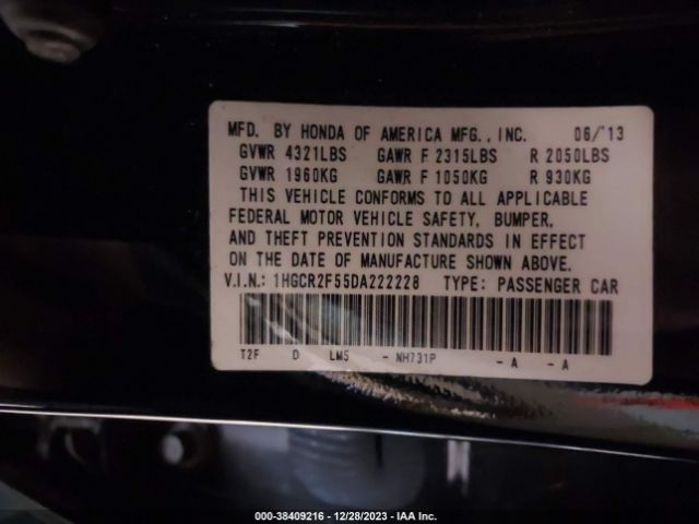 Photo 8 VIN: 1HGCR2F55DA222228 - HONDA ACCORD 