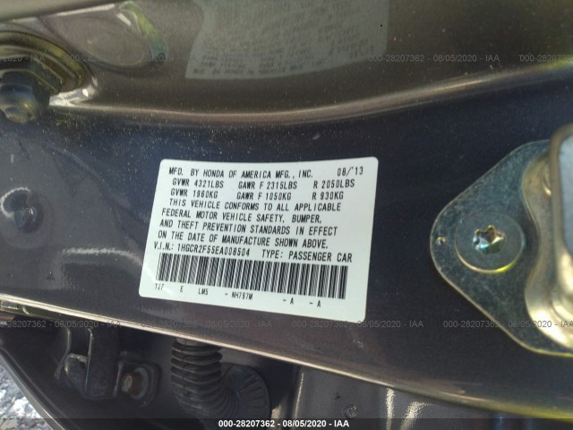 Photo 8 VIN: 1HGCR2F55EA008504 - HONDA ACCORD SEDAN 