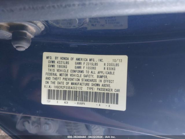 Photo 8 VIN: 1HGCR2F55EA052132 - HONDA ACCORD 