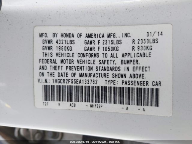 Photo 8 VIN: 1HGCR2F55EA133762 - HONDA ACCORD 