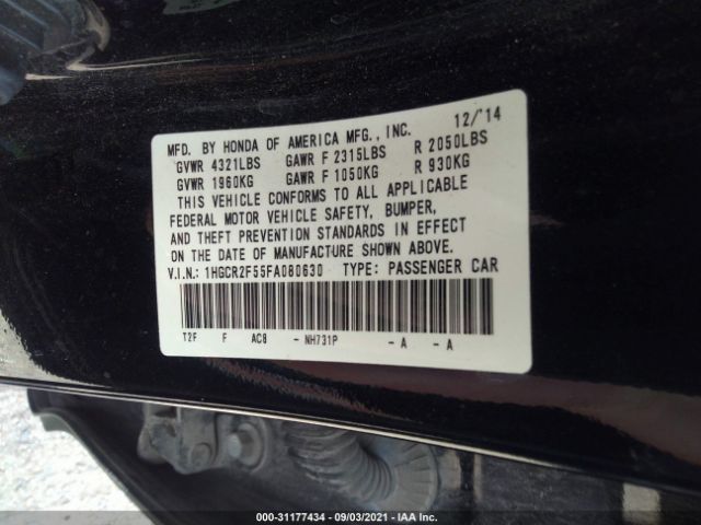 Photo 8 VIN: 1HGCR2F55FA080630 - HONDA ACCORD SEDAN 