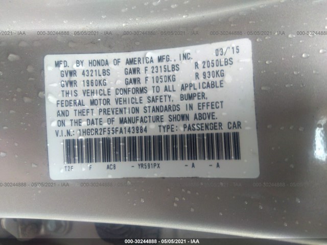 Photo 8 VIN: 1HGCR2F55FA143984 - HONDA ACCORD SEDAN 